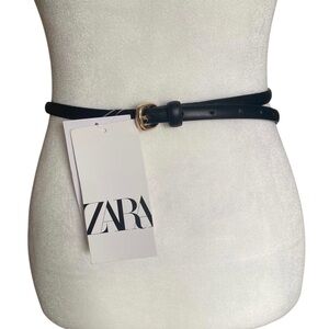 Zara Faux Leather Gold Metal Chain Skinny Belt